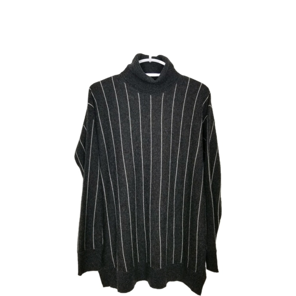 Lord + Taylor Women Wool Cashmere Sweater Sz L Black White Turtleneck‎ Pullover